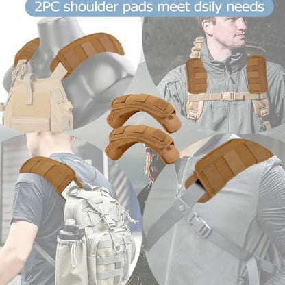 2-Pack Shoulder Pad Ultra-Thick Tactical Vest Cushion for Laptop Bags, Messenger Bags, Briefcase Bags, Luggage Bags, Tool Bags, Travel Bags and Most Bags, Khaki - color: Khaki
