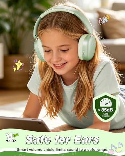 Wentronic Kids Headphones Wireless Bluetooth 5.4,Foldable Over Ear Headphones with 3.5mm Wired Mode,Safe Volume Limit,48H Playtime,Clear Calls,HD Sound for Toddlers/Children/School/Travel,Green - color: Green