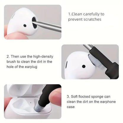 1PC Earbuds Cleaning Pen, 3in 1 Multifunction Cleaner Kit with Soft Brush for Wireless Earphones Headphones Charging Box Accessories, Computer, Keyboard, White - color: White