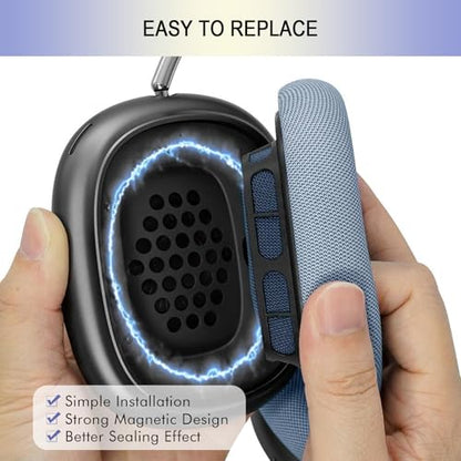 Ear Cushions Replacement for Apple AirPods Max 1 & 2- Cups Headphones Pads | Upgraded Earpads Covers Sweatproof Protein Leather Silicone Foam for Workout & Gym (Light Blue) - color: Light Blue