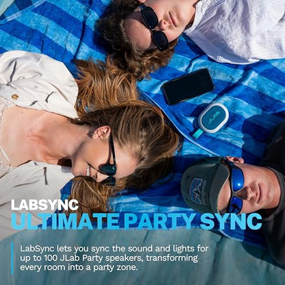 JLab, Pop Party, Portable Bluetooth Speaker, Waterproof, RGB LED Lighting, Navy - color: Navy
