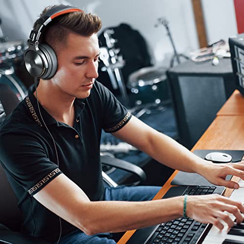 OneOdio Hi-Res Over Ear Headphones for Studio Monitoring and Mixing, Sound Isolation, Protein Leather Earcups, 50mm Driver Unit, Wired Headphones for AMP Guitar Keyboard, Pro-50, Metallic Blue - color: Metallic Blue