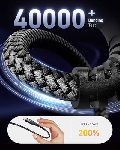 USB C to C 케이블 60W [2팩 3FT], USBC to USBC 고속 충전 케이블 | CarPlay 내구성이 뛰어난 브레이드 아이폰 USB C 충전기 케이블 USB 타입 C 코드 아이폰 17/16/15/프로 맥스, 갤럭시 S23 및 기타용 - 블랙 - color: 블랙., size: 3피트, style: USB C - USB C