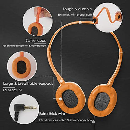 GEEKRIA 12 Pack Wired Headphones for Classroom, Adjustable On-Ear Headphones, Kids Children Headset for Schools, Student, Libraries, Computer Lab, Testing Centers, Bulk Pack (Oval Earcups)