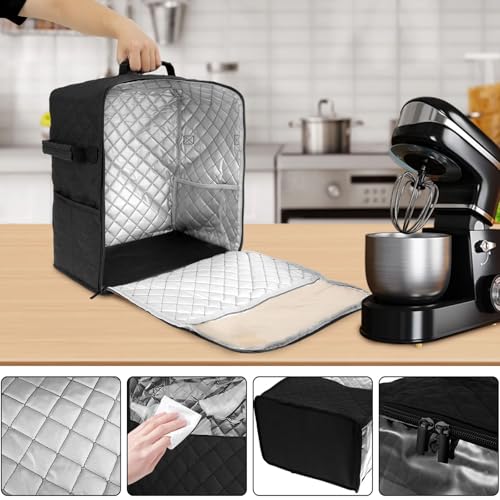 Vertical Mixer Protector, with Pockets, Fits 4.5QT-8QT Mixers for Machine Cover and Mixer Storage Bag - color: small