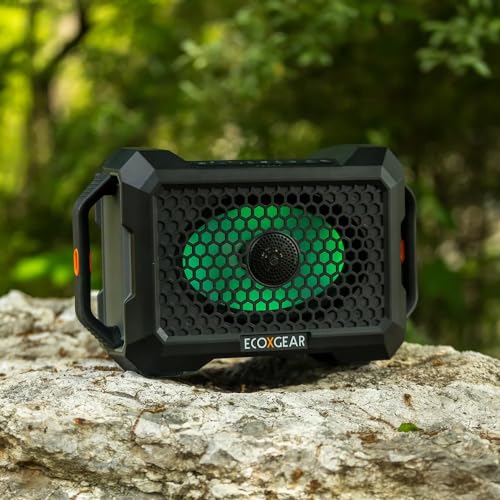 ECOXGEAR Defender: Outdoor Portable Bluetooth Speaker, 121dB Massive Sound, Waterproof and Drop Proof, with LED Party Lights, Pair up to 100, 25+ Hours Playtime (Black Oak) - color: Black Oak