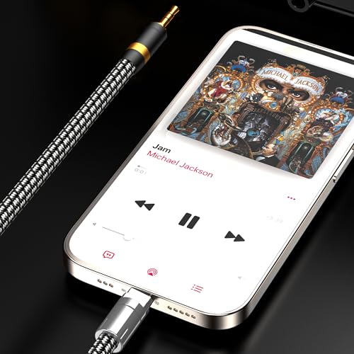 Lighting to 3.5mm Audio Cord 6.5FT, Audiophile Lighting to 1/8 Inch Aux Audio Cable Headphone Jack Adapter Male Aux Stereo Audio Cable Compatible for iPhone 14/13/12/11/XR/X/8/7 - size: 6.5ft, style: Lightning to 3.5mm