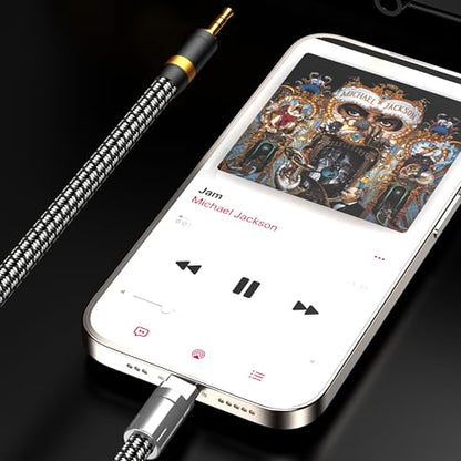 Lighting to 3.5mm Audio Cord 6.5FT, Audiophile Lighting to 1/8 Inch Aux Audio Cable Headphone Jack Adapter Male Aux Stereo Audio Cable Compatible for iPhone 14/13/12/11/XR/X/8/7 - size: 6.5ft, style: Lightning to 3.5mm