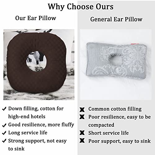 Ear Piercing Pillow with Hole for Cartilage Piercings, CNH Support - color: Dark Brown