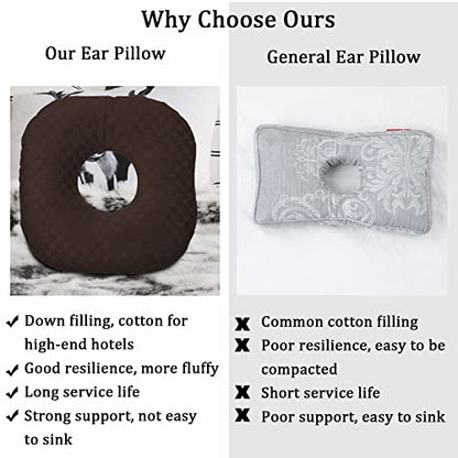 Ear Piercing Pillow with Hole for Cartilage Piercings, CNH Support - color: Dark Brown
