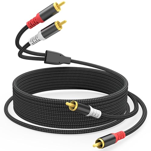 HOSONGIN RCA Audio Cable 20FT - Dual Shielded Noise Free Durable Braided Male to Male Long Audio Cord for Home Theater/Amplifier/Subwoofer/Speaker/Audio Receiver/Vinyl Record Player/SoundBar - 20 feet - size: 20FT-1Pack