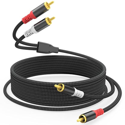 HOSONGIN RCA Audio Cable 20FT - Dual Shielded Noise Free Durable Braided Male to Male Long Audio Cord for Home Theater/Amplifier/Subwoofer/Speaker/Audio Receiver/Vinyl Record Player/SoundBar - 20 feet - size: 20FT-1Pack