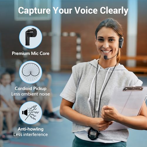 TONOR Wireless Headset Microphone, 2 in 1 UHF Over-Ear Mic System with 20 Channels, 65ft Range Handheld Microfono for Teaching, Fitness, Tour Guide, Compatible with PA, Voice Amplifier, Speaker, TW100