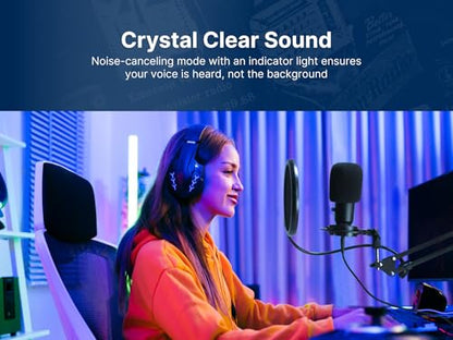 Emerson EAM-9051 USB Gaming & Streaming Condenser Microphone with Pop Filter, Shock Mount, Cardioid Pickup Pattern, and Plug-and-Play Setup – Perfect for Gamers, Streamers, and Podcasters