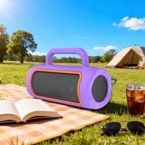 Silicone Case Cover for JBL Grip Portable Bluetooth Speaker, Soft Protective Sleeve Skin Travel Protective Carrying Case Storage Holder with Carabiner and Shoulder Strap (Purple) - color: Purple