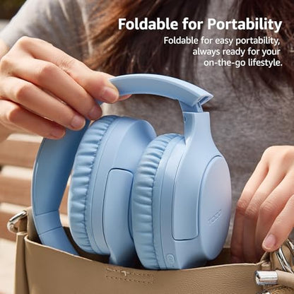 TOZO HA1 70H Over Ear Wireless Headphones Bluetooth 5.4 Foldable Headset | Deep Bass Stereo Sound, 32 Custom EQ Modes, Control Via Button, 78ms Low-Latency, Clear Call, Ideal For Travel Daily Use - color: Blue