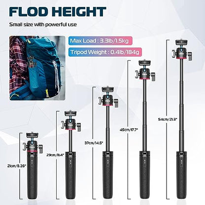 ULANZI MT-73 Extension Pole Tripod, Mini Selfie Stick Tripod Stand Handle Grip for Webcam Canon G7X Mark III Sony ZV-1 RX100 VII A6400 A6600 Cameras Vlogging | with Cold Shoe, Selfie Stick Tripod Handle Grip for iPhone/Android Sony/Canon/Nikon/Fujifilm Vi
