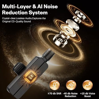 3 in 1 Wireless Mini Microphone for iPhone Android Phone Camera: Lavalier Lapel Mic for Video Recording - Noise Cancelling Clip on Shirt Microphones for Tiktok YouTube Podcast Vlogging