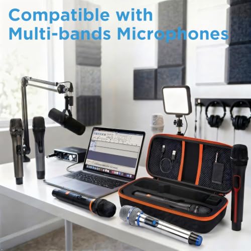 Wireless Microphone Case Compatible with JBL Wireless Two Microphone System | Dual Wireless Mic Case for Party Box, Singing Karaoke Travel Bag for JBL Mic, Receiver, Adapter, AA Batteries (BOX ONLY) - color: Black