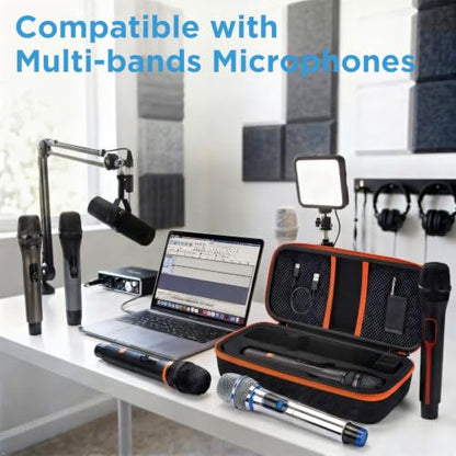Wireless Microphone Case Compatible with JBL Wireless Two Microphone System | Dual Wireless Mic Case for Party Box, Singing Karaoke Travel Bag for JBL Mic, Receiver, Adapter, AA Batteries (BOX ONLY) - color: Black
