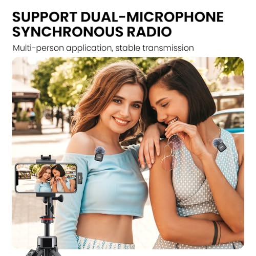 Wireless Lavalier Microphone for iPhone & Android Magnetic Mini Clip Mic | AI Noise Reduction;Lightning & Type-C;9g Light;55H Battery Life with Charging Case for TikTok YouTube Vlog Content Creation