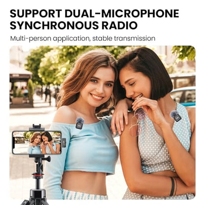 Wireless Lavalier Microphone for iPhone & Android Magnetic Mini Clip Mic | AI Noise Reduction;Lightning & Type-C;9g Light;55H Battery Life with Charging Case for TikTok YouTube Vlog Content Creation