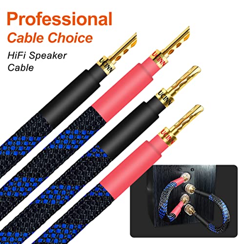 UCINNOVATE 11 AWG HiFi Gold Plated Speaker Wire, 20cm Audiophile OFC with BFA Banana Plugs, 4 Pack for HiFi Audio System, Bi-Wire Speaker Cables - size: Z Plug Bi-Wired Speaker Cable