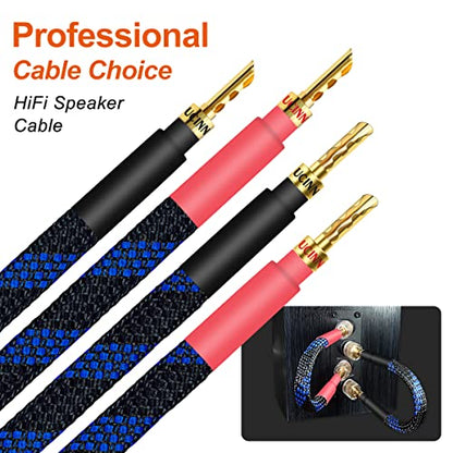 UCINNOVATE 11 AWG HiFi Gold Plated Speaker Wire, 20cm Audiophile OFC with BFA Banana Plugs, 4 Pack for HiFi Audio System, Bi-Wire Speaker Cables - size: Z Plug Bi-Wired Speaker Cable