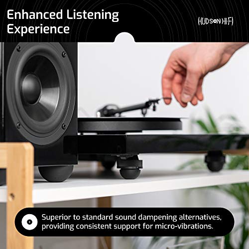Hudson Hi-Fi Speaker Isolation Feet (8-Pack, 2") – Adhesive Silicone Anti-Vibration Pads for Speakers, Turntables, Subwoofers & Amplifiers, Supports 30-50 lbs Per Pad