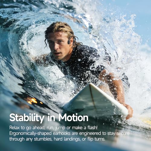 esonstyle Swimming Headphones Underwater - IP68 Waterproof | Bone Conduction Headphones Bluetooth 6.0,Bone Conduction Earbuds with 8G MP3 for Swimming Running Cycling Sports - color: Black