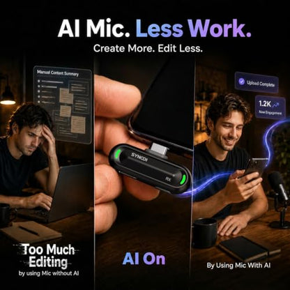 SYNCO AI Mini Wireless Lavalier Microphone for Android USB-C Creators