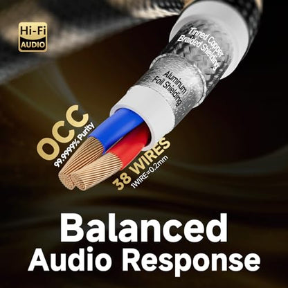 TODN 1.5ft Audiophile OCC Stereo RCA Cables Dual Shielded for HiFi Audio - color: J-MAX, OCC, size: 1.5ft, Stereo Pair