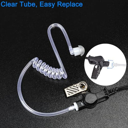 2Pin Acoustic Coil Tube Walkie Talkie Earpiece with PTT Mic (2-Pack)