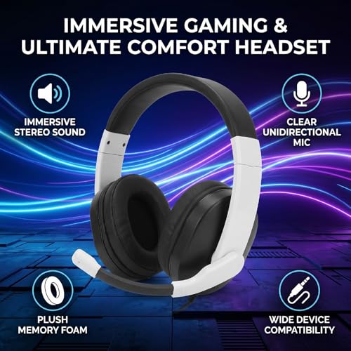 Gaming Headset, Lightweight with Noise Canceling Microphone for Smartphone Computer Laptop