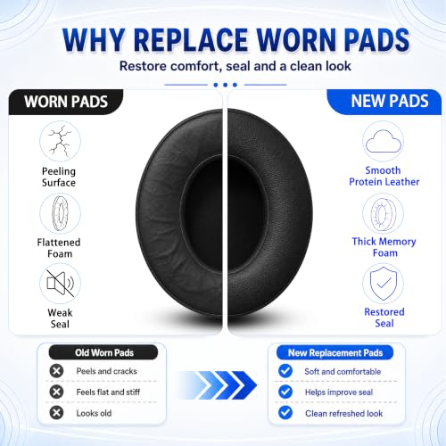 Replacement Ear Pads for Beats Studio 2 & Studio 3 (B0501, B0500) Wired & Wireless Headphones, Protein Leather Earpads Cushions with Memory Foam, Extra Thick Ear Cups,1 Pair (Light Gold) - color: Light Gold