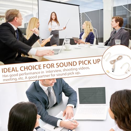 Sabary 5 Pcs Headset Microphone Dual Headworn Earset Over Ear Hanging with 4 Pin XLR 5ft Cable Compatible with Wireless System Bodypack Transmitter for Lectures Live Performance Theater(Beige)