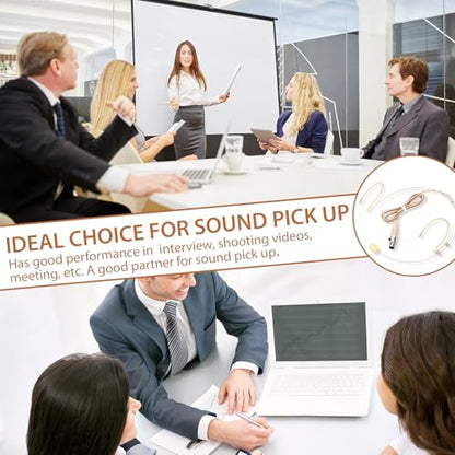 Sabary 5 Pcs Headset Microphone Dual Headworn Earset Over Ear Hanging with 4 Pin XLR 5ft Cable Compatible with Wireless System Bodypack Transmitter for Lectures Live Performance Theater(Beige)