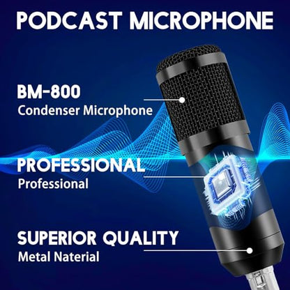 ALSO GO Podcast Equipment Bundle, V8s Sound Card with BM-800 Microphone | Podcast Microphone Bundle with Voice Changer, Recording Studio Equipment for Singing Gaming Live Streaming and YouTube Tiktok - size: 1× BM800 Microphone