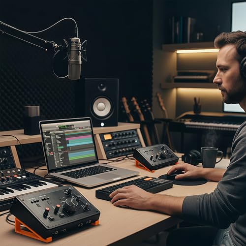 Musiin Audio Interface Stand compatible with SSL2+ MK2,ID14 MK2,Apollo X4 - color: orange color