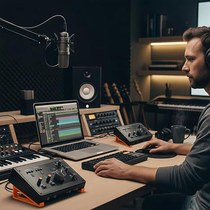 Musiin Audio Interface Stand compatible with SSL2+ MK2,ID14 MK2,Apollo X4 - color: orange color