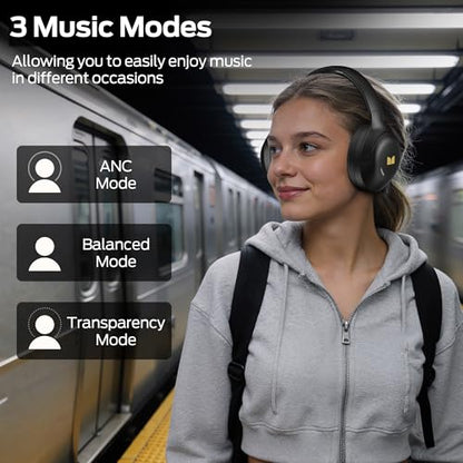 Monster Harmonic N22 ANC Active Noise Cancelling Headphones, Bluetooth Headphones Over Ear, 60H Playtime, HiFi Stereo Audio, Deep Bass, Buil Black | Over Ear with 3 EQ Modes, 110H Playtime, HiFi Stereo Audio, Bluetooth 6.0, Wireless Headphones for Work Tr