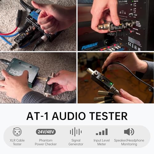 Xvive AT-1 Portable Audio Tester,Signal Generator, XLR Cable Tester, Phantom Power Checker, Input Level Meter & Headphone Monitor, Audio Tool for XLR Cable,PA/IEM System, Mixers, DI Box - style: AT-1