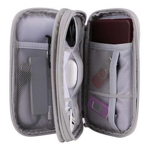 Travel Cable Organizer - Electronics Accessories Bag(Double Layer - Grey) - color: Double Layer -Grey