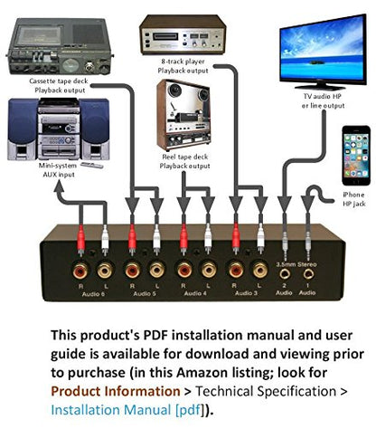 Technolink TC-716 6-Port Stereo Source Selector; Black or Silver, Your Choice (Black) - color: BLACK