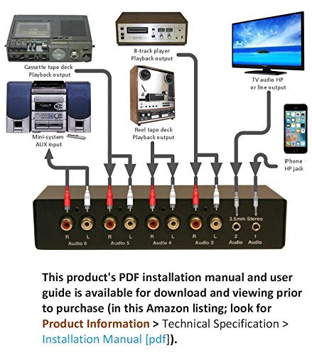 Technolink TC-716 6-Port Stereo Source Selector; Black or Silver, Your Choice (Silver) - color: SILVER