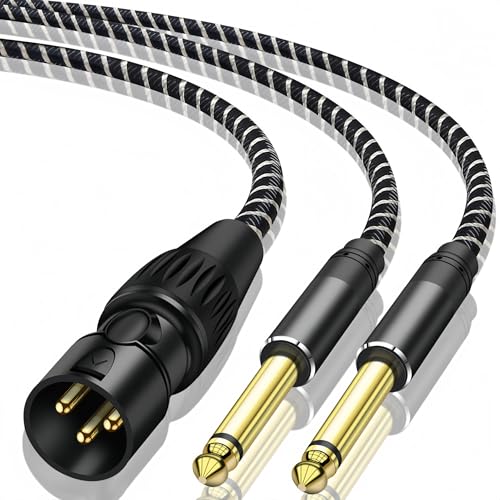 XLR Male to Dual 1/4 inch Y Splitter Cable,Male XLR to Dual 6.35mm TS Mono Plug Microphone Audio Converter Adapter - 3.3Feet - size: 3.3Feet, style: XLR Male to Dual 1/4 inch Y Splitter Cable