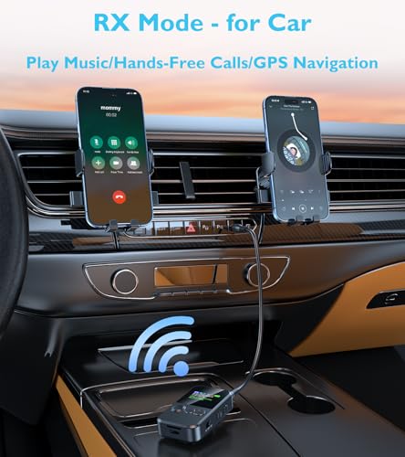 Bluetooth Transmitter for TV to 2 AirPods/Bluetooth Headphones | Clip-On Bluetooth Receiver for Car Handsfree Call, Clip-On AUX Bluetooth Adapter for Airplane, TSNAM