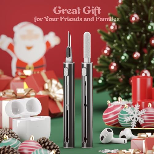 2 Pcs Cleaner Kit for Airpods Pro 1 2 3 Multi-Function Cleaning Pen with Soft Brush Flocking Sponge for Bluetooth Earphones Case Cleaning Tools, Black - color: Black