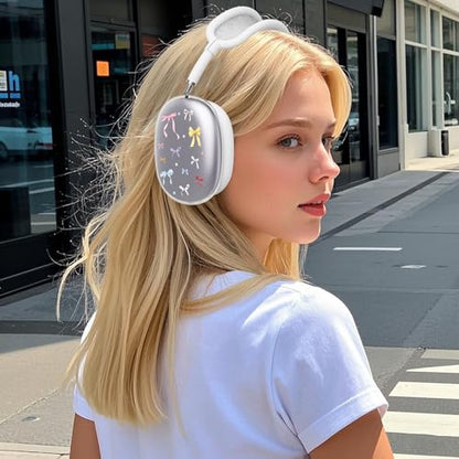 for AirPods Max Headphones Ribbon Bow Ear Covers for AirPods Max 2 | Cute Clear Ear Cups Cover | White Silicone Ear Pad Case Headband Cover for Apple AirPods Max 2/1 (2026/2024/2020) - color: Ribbon Bow O/White