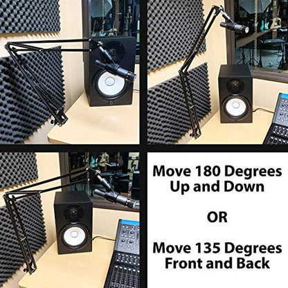 ChromaCast Pro Series 28" Scissors Arm Adjustable Microphone Desk Stand with Boom Suspension, Includes Mic Clip (CC-SDMIC-STAND-28)